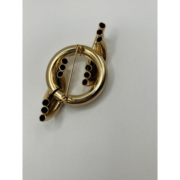 Swirl Wave Design Gold-Tone Riveted Brooch 80s Vintage! - Picture 8 of 11